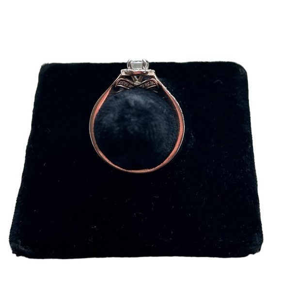 14k 14 Karat Rose Gold & Diamond Halo Cut Pave Engagement Ring, Size 6.75 - Picture 6 of 13